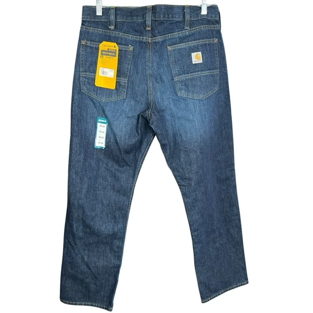 Carhartt Jeans Men NWT 35X30 BD5119-M Blue Relaxed Fit Straight Leg‎ Denim Pants